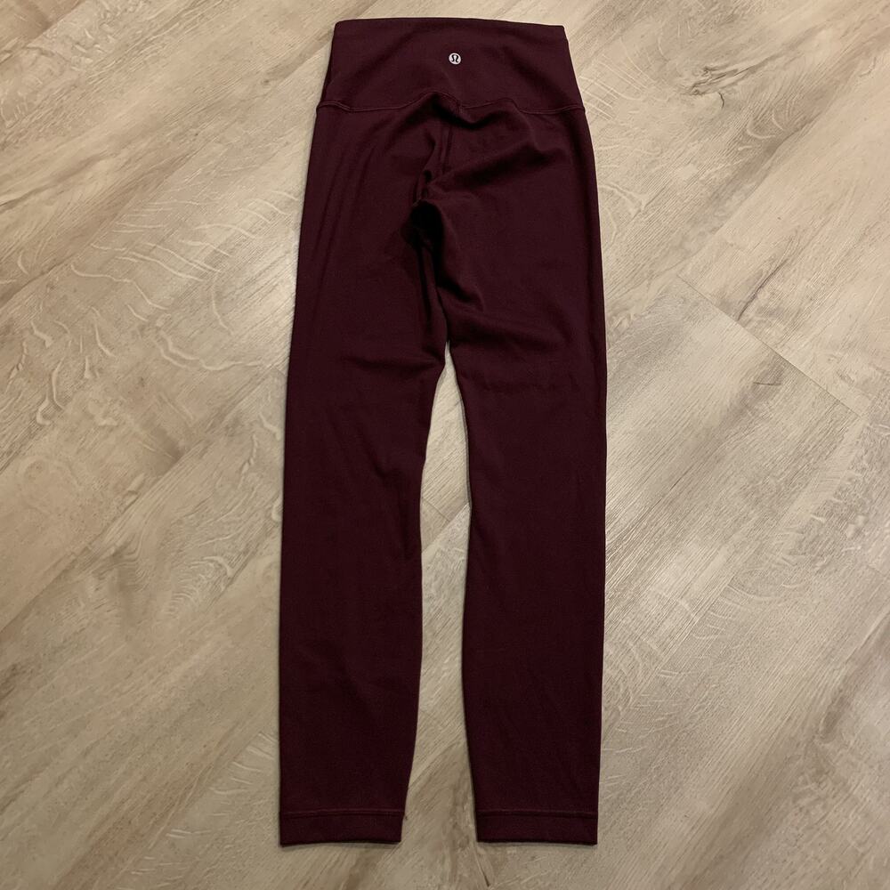 Lululemon Wunder Train HR Tight 25” Burgundy Plum Leggings Women's Size 4 Gym